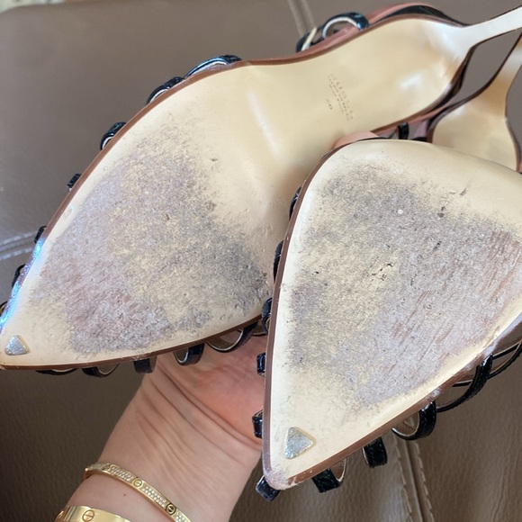 Russo Strappy Black Patent Leather Sandals Heels Made in Italy - Picture 8 of 9